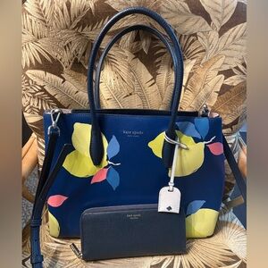 Kate Spade Eva Medium Satchel and  Wallet Lemon Zest Set